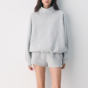 ISO Aritzia Cozy Sweatfleece Mega Funnel Neck in Heather Chrome